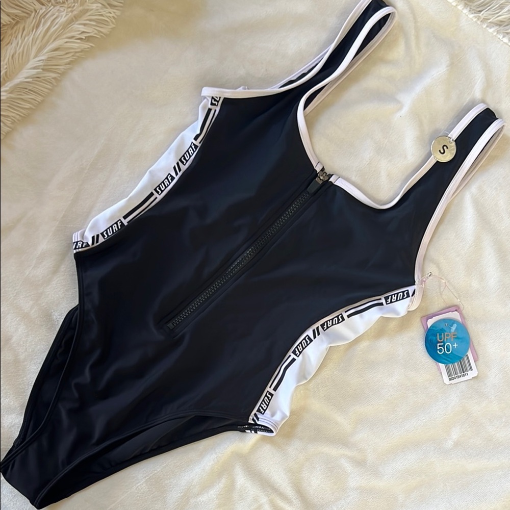 Black One-Piece Swimsuit with zipper